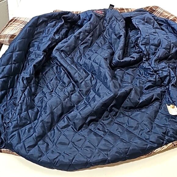 Wrangler Mens Sz Small Brown Plaid Flannel Pockets Quilted Lined Shacket Jacket - Picture 4 of 12